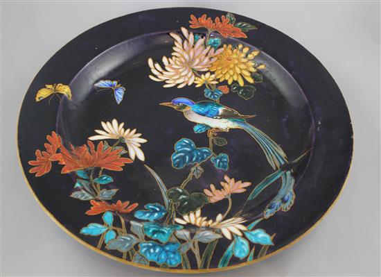 A Theodore Deck (1823-91) faience charger, post 1874, 42cm